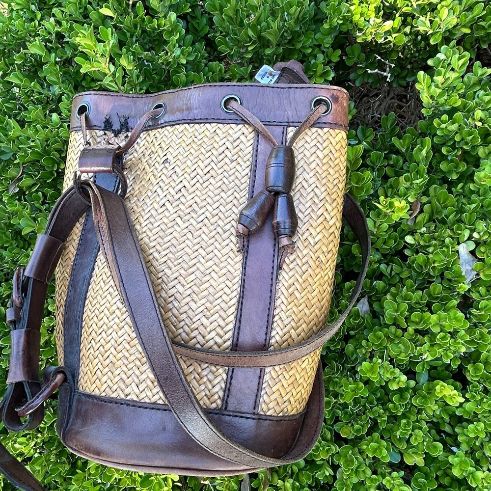 Straw and leather vintage Women’s Bag - Picture 3 of 8